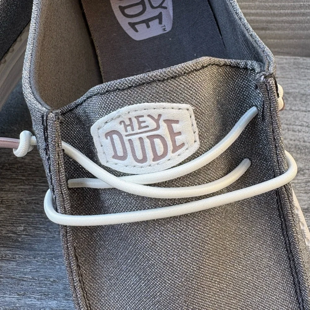 Hey Dude! NWOT Glitter Women’s Wendy Metallic Casual Shoe in Charcoal Size 10 - Picture 7 of 11
